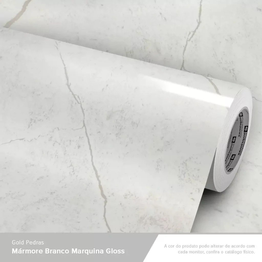 Vinil GM Pedra Marmore Branco Marquina Brilho - 1,22